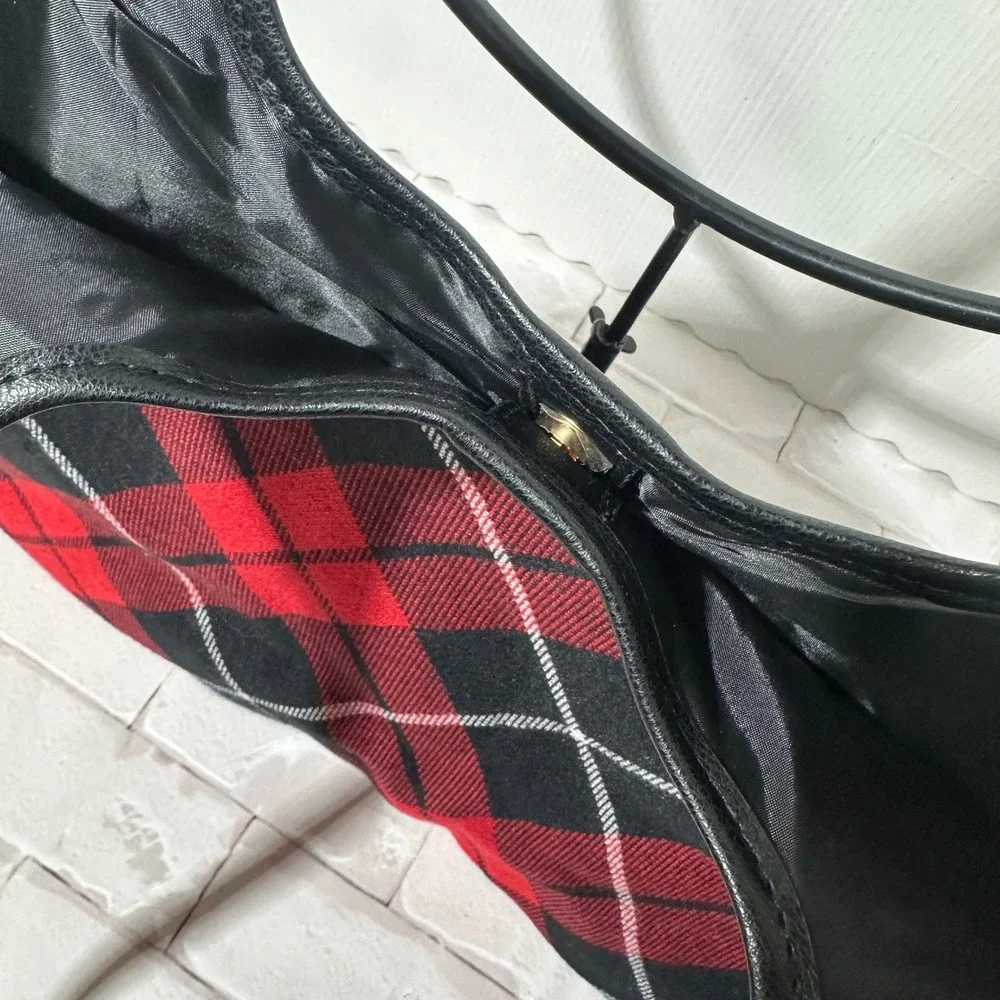 Victoria's Secret Plaid Flannel Tote Bag Black Red White Large Shoulder Bag‎